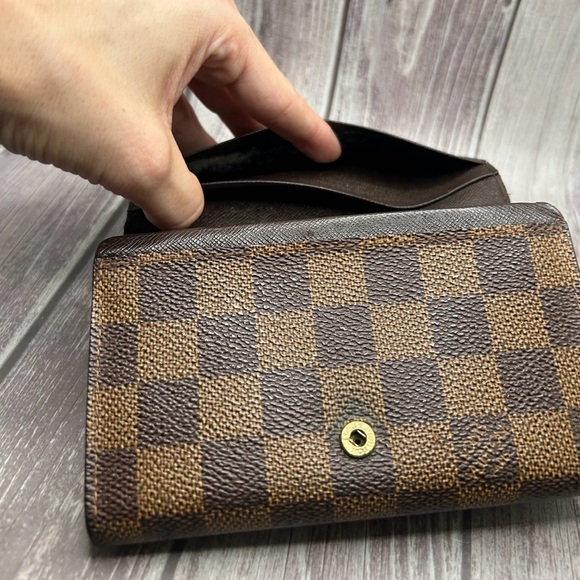 LOUIS VUITTON Vintage Porte-Monnaie Tresor Wallet Damier Ebene VTG - Picture 9 of 14